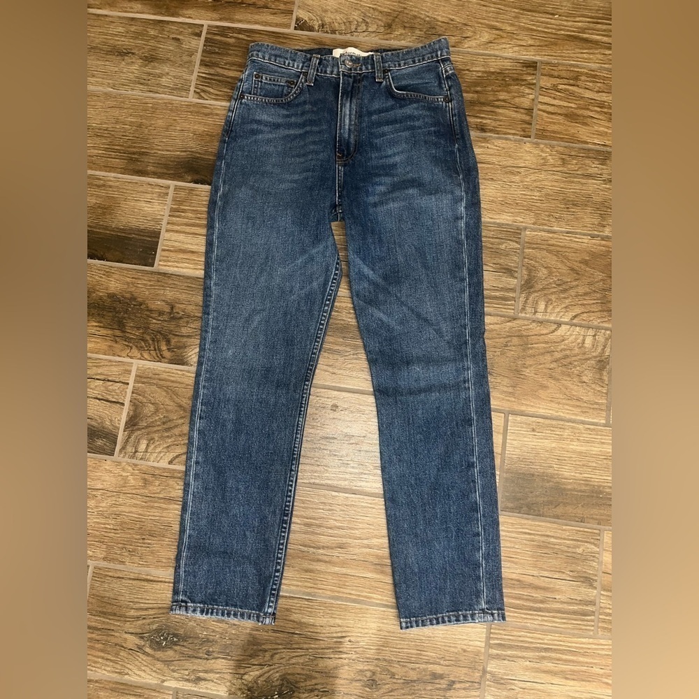 Reformation Julia Crop High Rise Cigarette Ankle Denim Jeans Baltic Wash